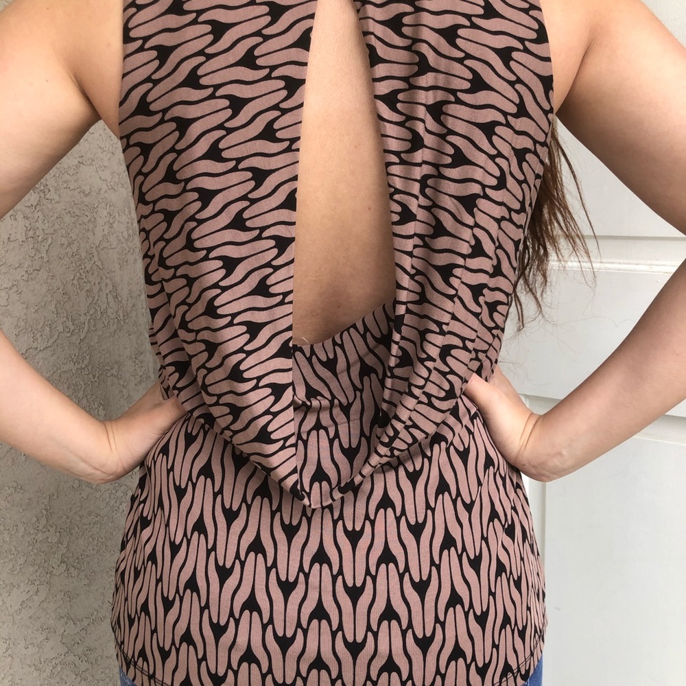 Tan and black print top